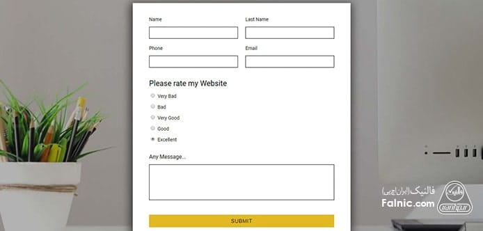 نمونه فرم‌ عضویت در سایت